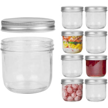 Customized 8oz round food storage Canning glass mason jar with regular metal lid